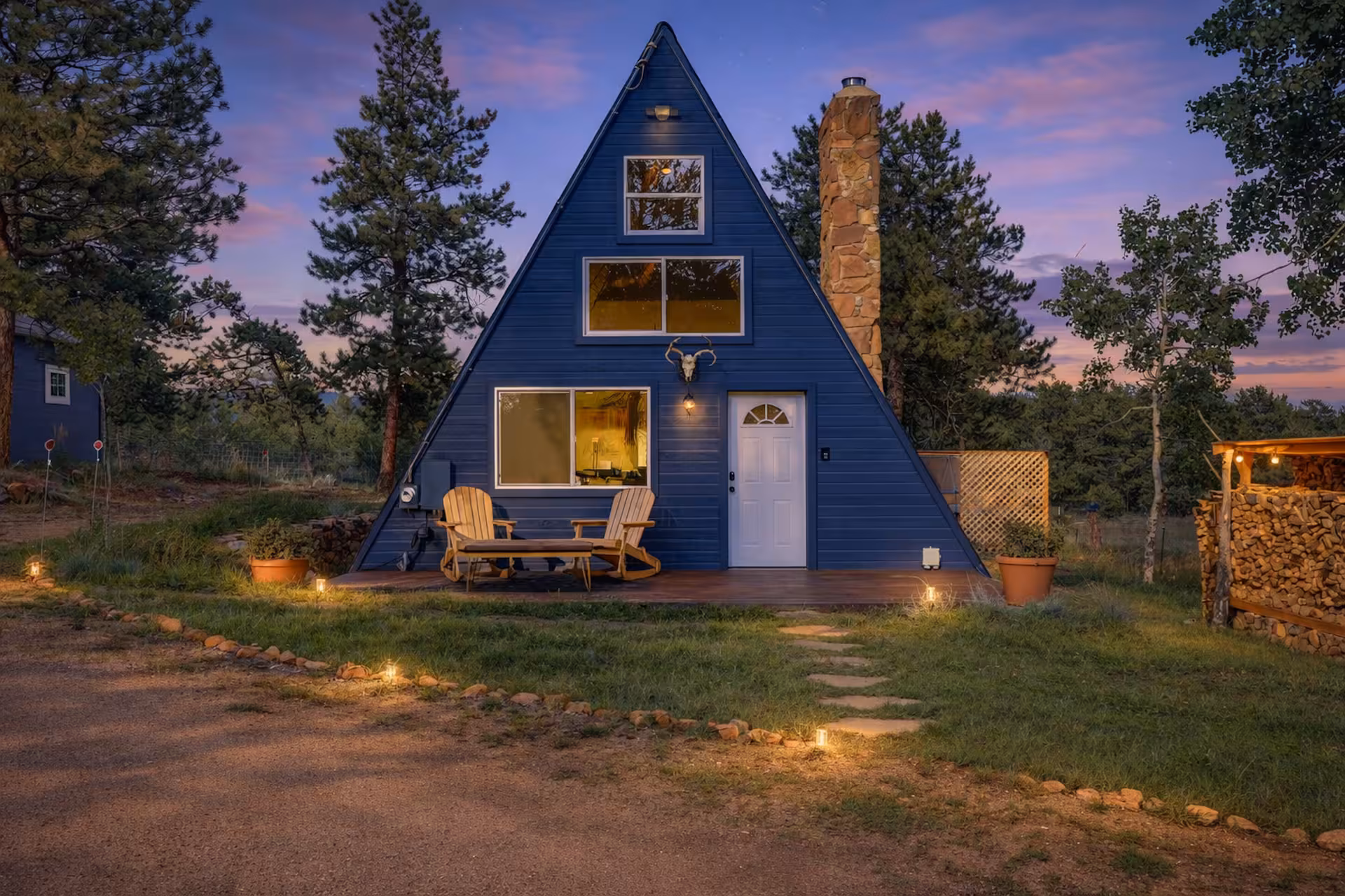A-frame cabin view — authentic A-frame near Red Rocks, Colorado